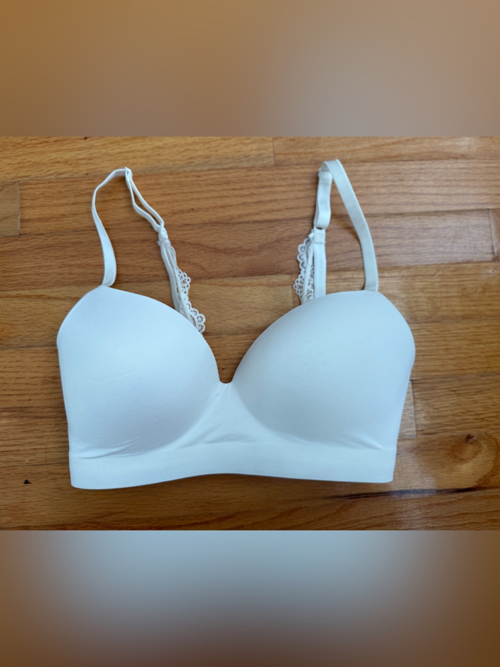 Soma Enbliss Luxe White Seamless Lace-Trim Bra